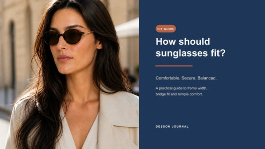 Model wearing DESSON oval sunglasses with a balanced, comfortable fit