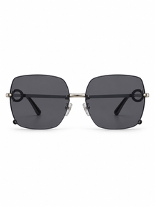 DESSON Odette ring-detail square sunglasses with dark smoke lenses, front view.