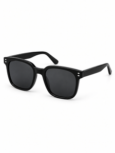 Arden Black Double-Stud Square Sunglasses — three-quarter product view
