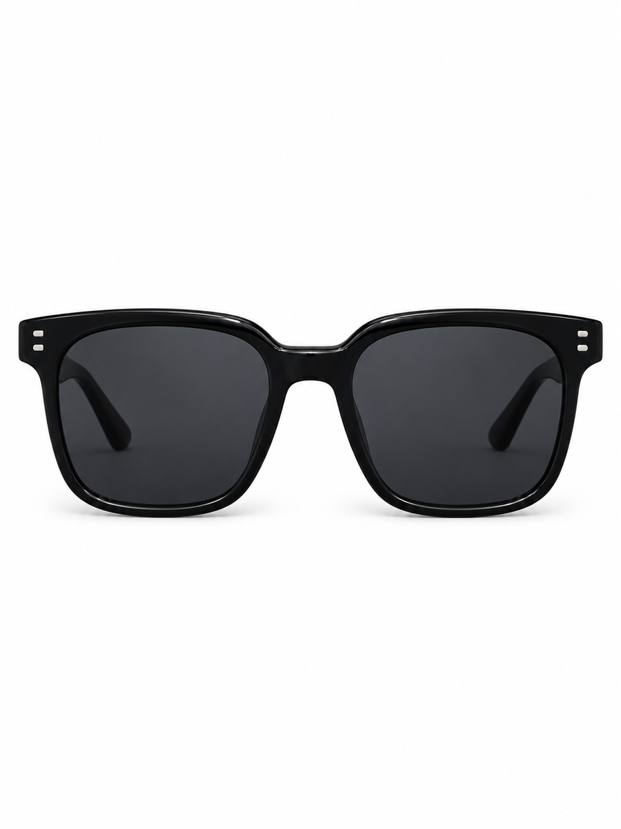Arden Black Double-Stud Square Sunglasses