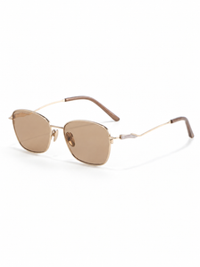 Aurelia gold-tone soft-square sunglasses with solid brown lenses, three-quarter view