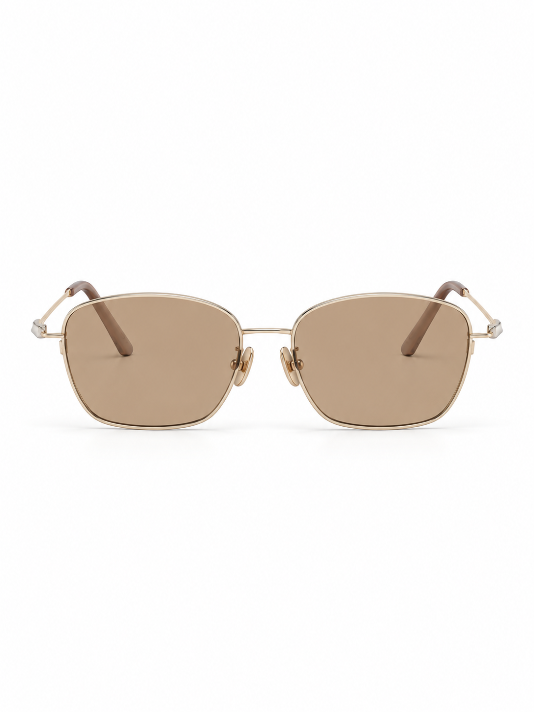 Aurelia Soft-Square Sunglasses — Gold / Brown, front view, source-based product image on white.