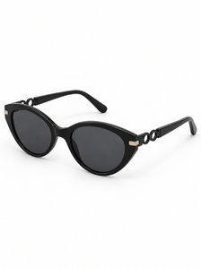 Celia Black Ring-Detail Oval Sunglasses — three-quarter product view