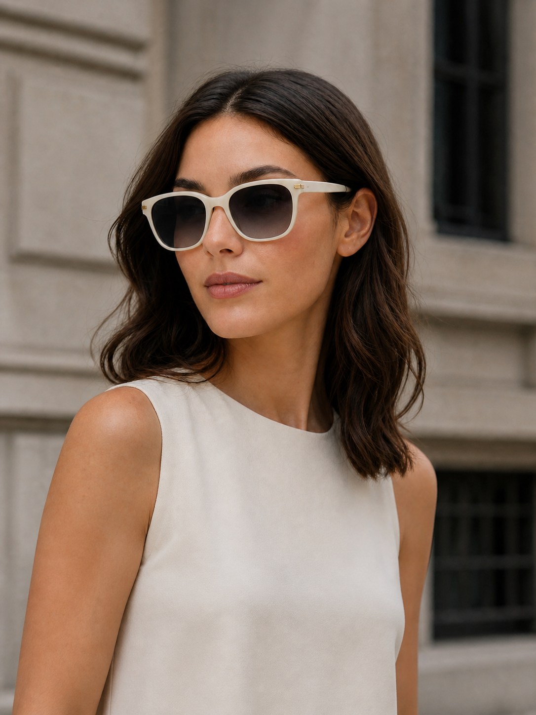 Woman wearing Creamline sunglasses