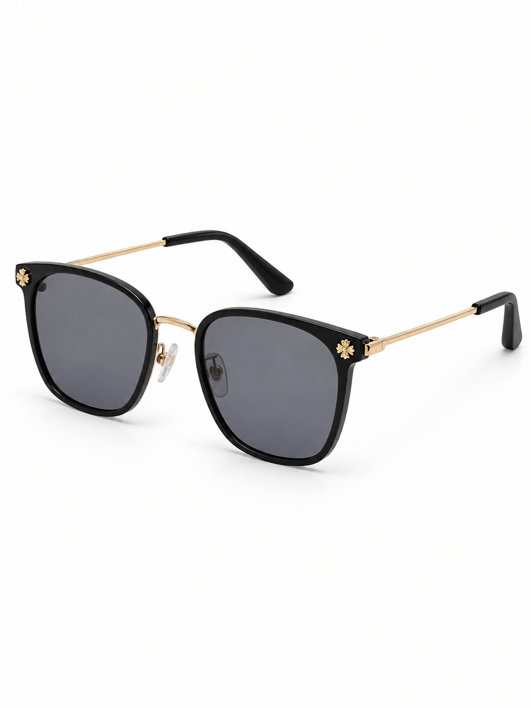 Dahlia Floral-Detail Square Sunglasses — three-quarter product view