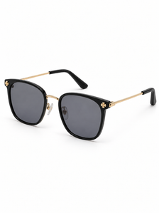 Dahlia Floral-Detail Square Sunglasses — three-quarter product view
