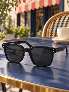 DESSON Arden black square sunglasses — atmosphere cafe.
