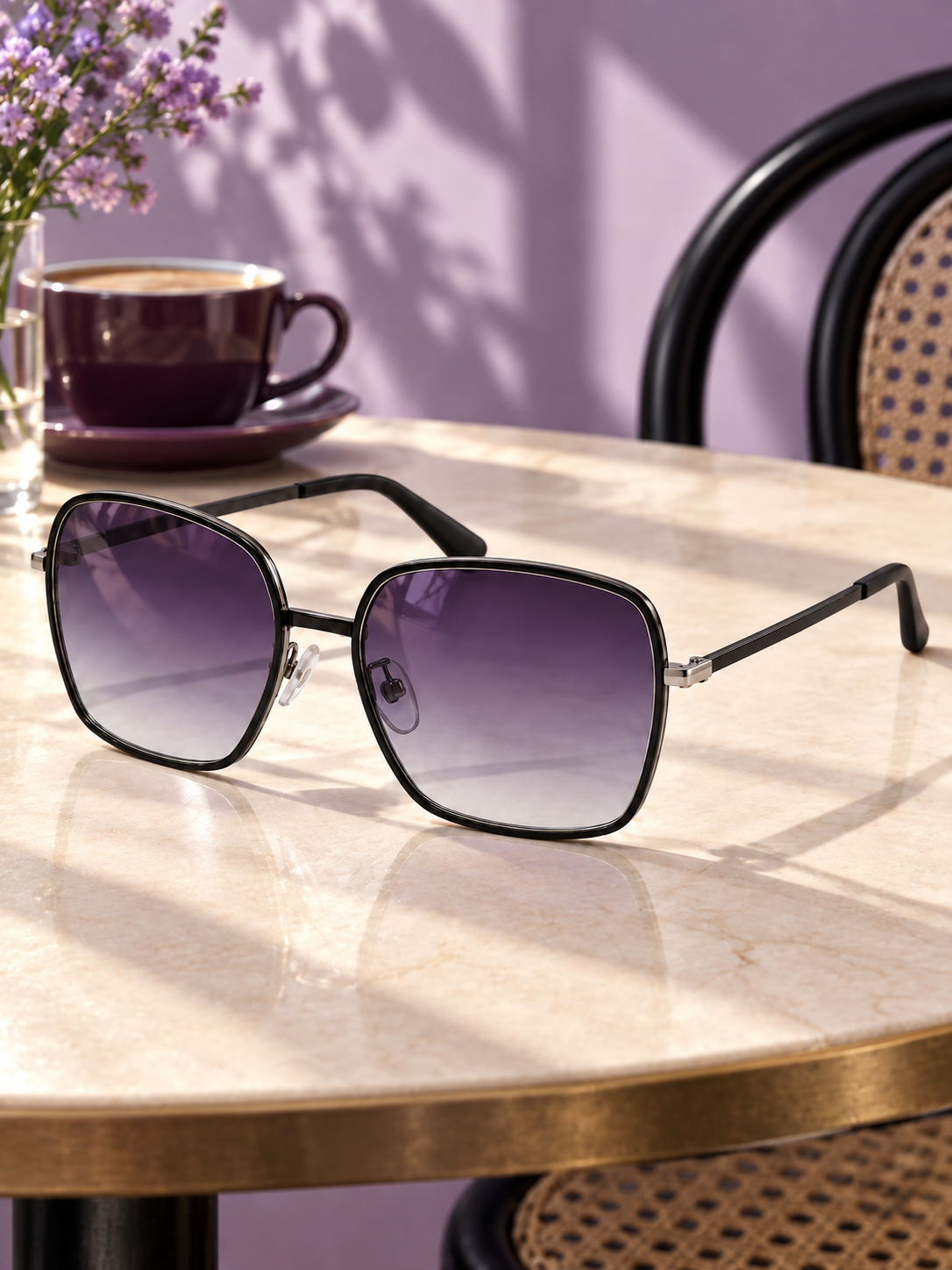 DESSON Camille black soft-square sunglasses — atmosphere cafe.