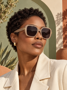 DESSON estelle sunglasses — tryon gallery, North American woman.