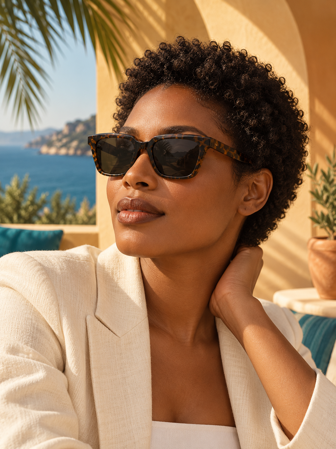 DESSON havana sunglasses — tryon gallery, North American woman.