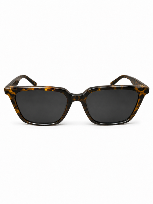 Havana oversized tortoiseshell square sunglasses front view on white
