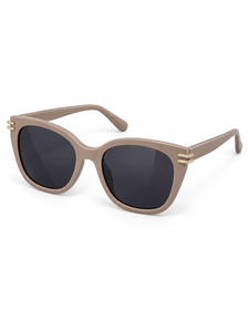 Lucia Taupe Gold-Accent Cat-Eye Sunglasses — three-quarter product view