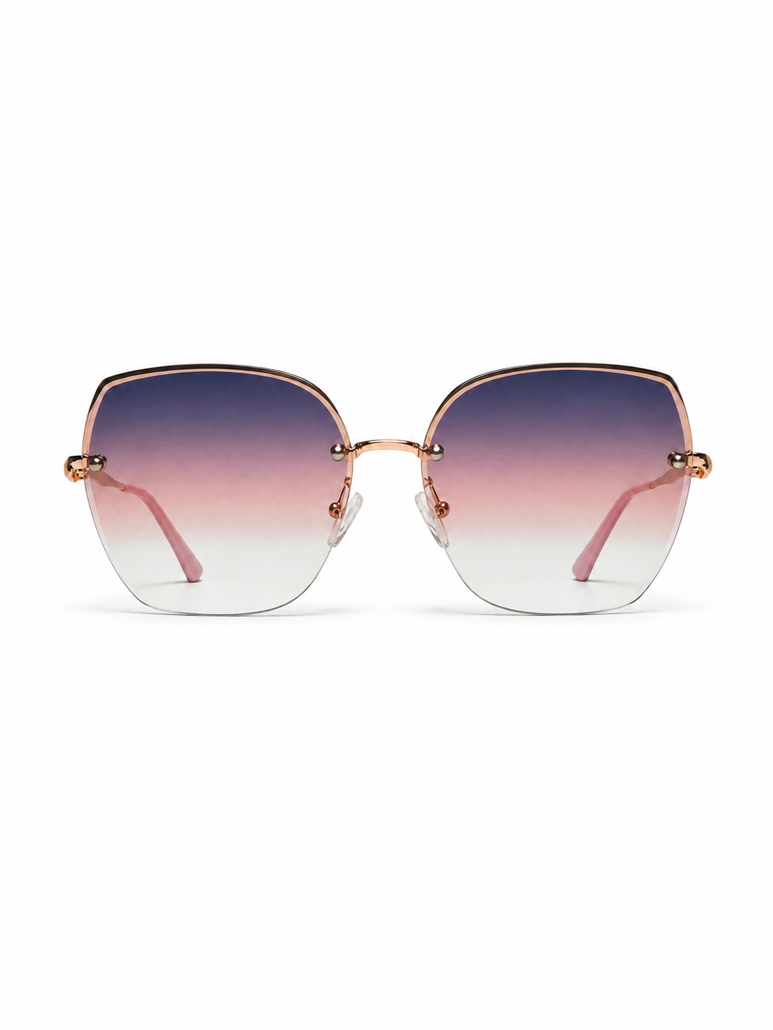 Lumina rimless purple pink gradient sunglasses front view
