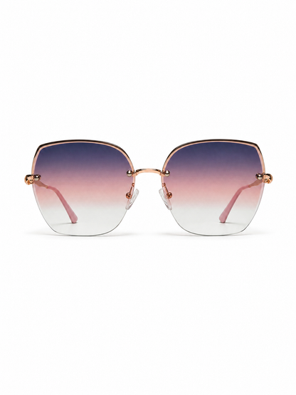 Lumina rimless purple pink gradient sunglasses front view