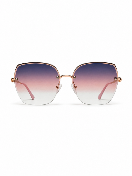 Lumina rimless purple pink gradient sunglasses front view