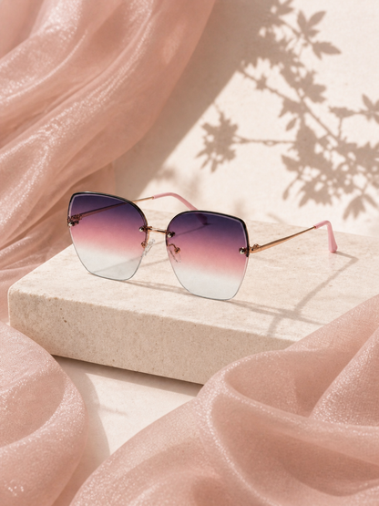 Lumina sunglasses on a blush stone pedestal