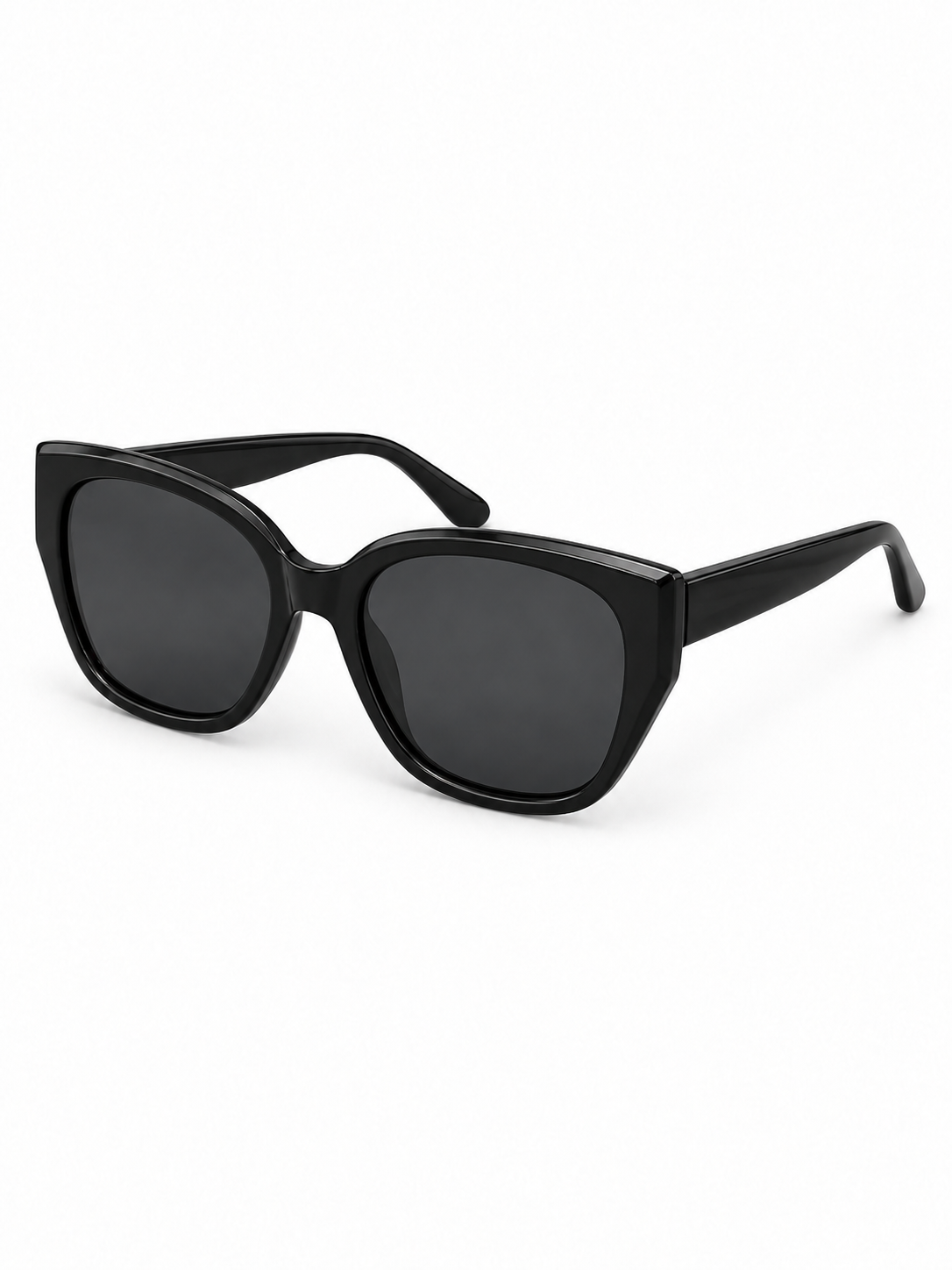 Lysette Black Soft Cat-Eye Sunglasses — three-quarter product view