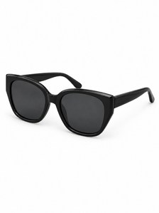 Lysette Black Soft Cat-Eye Sunglasses — three-quarter product view