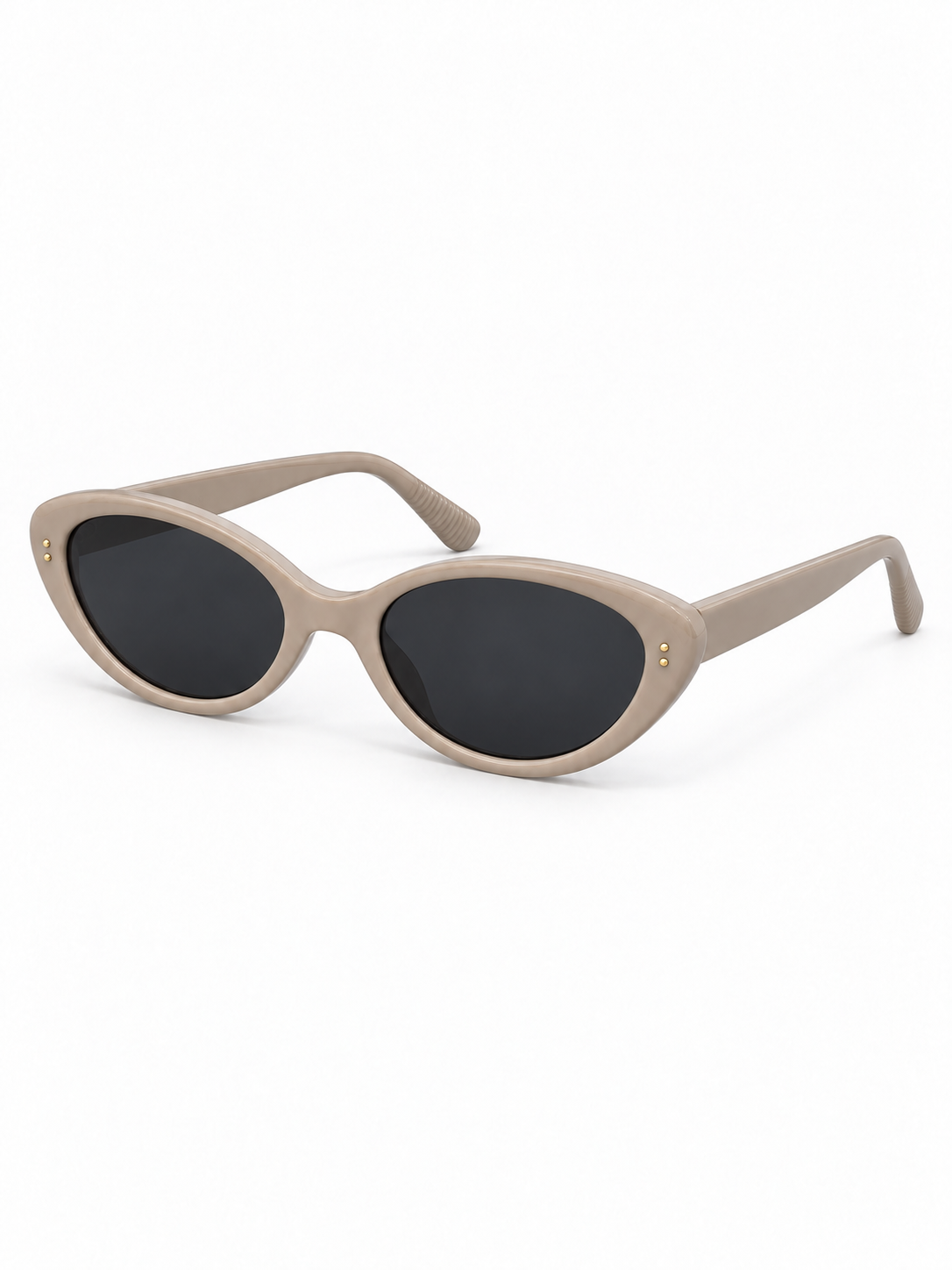 Maeve Beige Slim Oval Cat-Eye Sunglasses — three-quarter product view