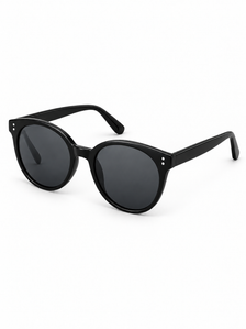Ronde Black Double-Rivet Round Sunglasses — three-quarter product view