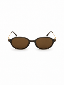 Sienna brown oval sunglasses front view on a clean white background