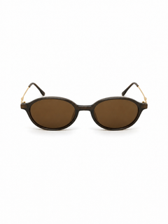 Sienna brown oval sunglasses front view on a clean white background