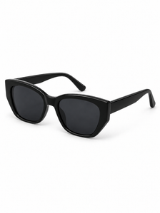 Vesper Black Angular Cat-Eye Sunglasses — three-quarter product view