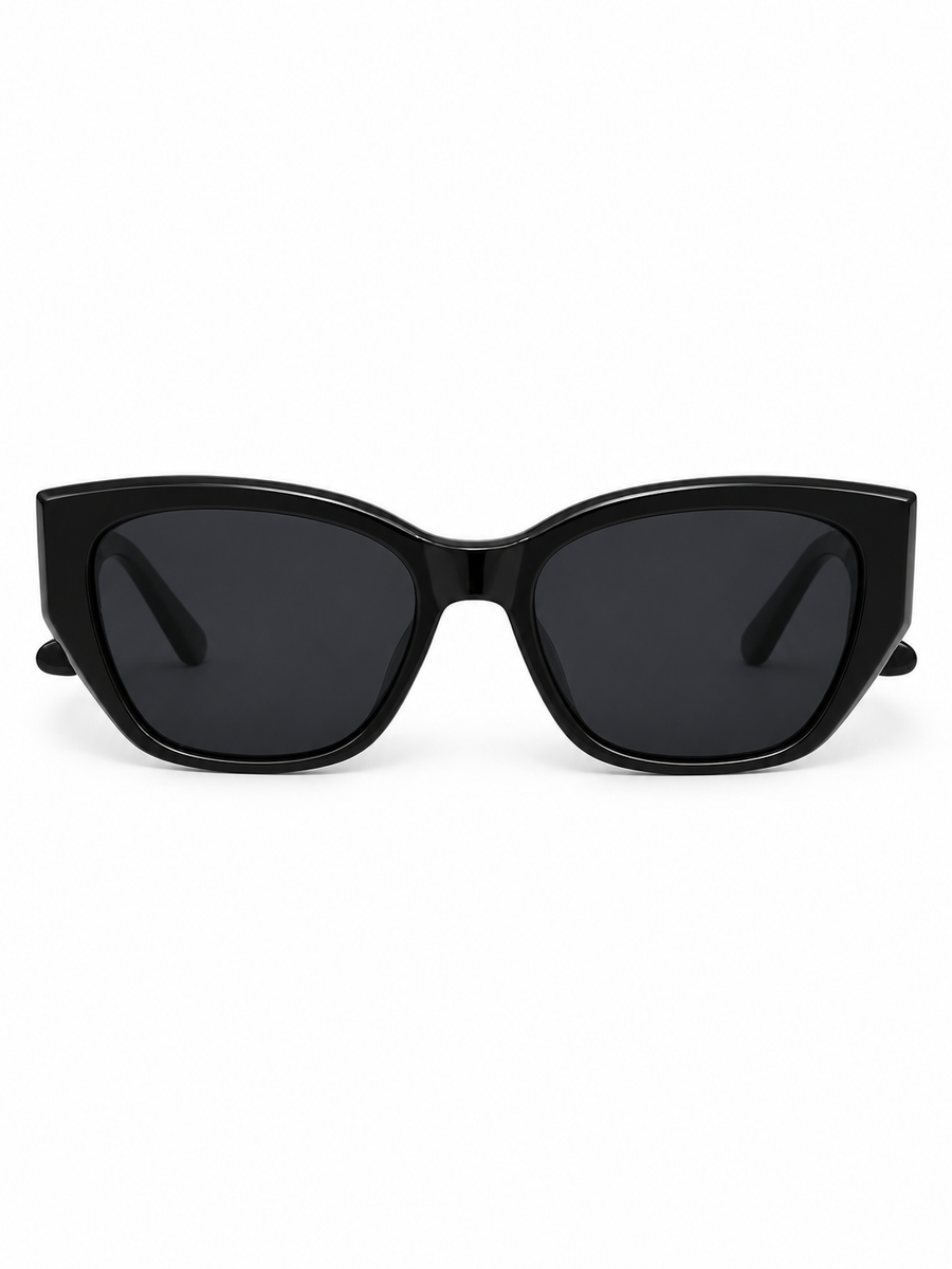 Vesper Black Angular Cat-Eye Sunglasses